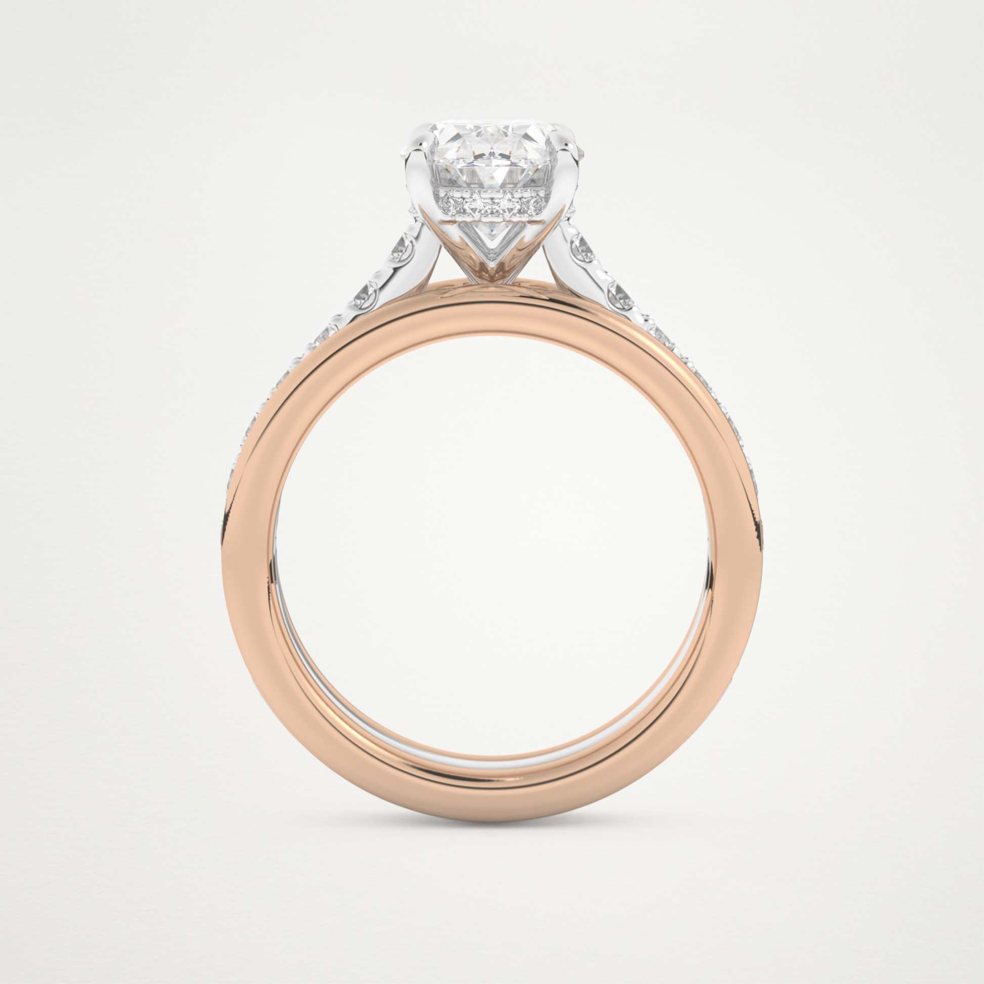 Oval Channel Pave Lab Grown Diamond Engagement Ring
