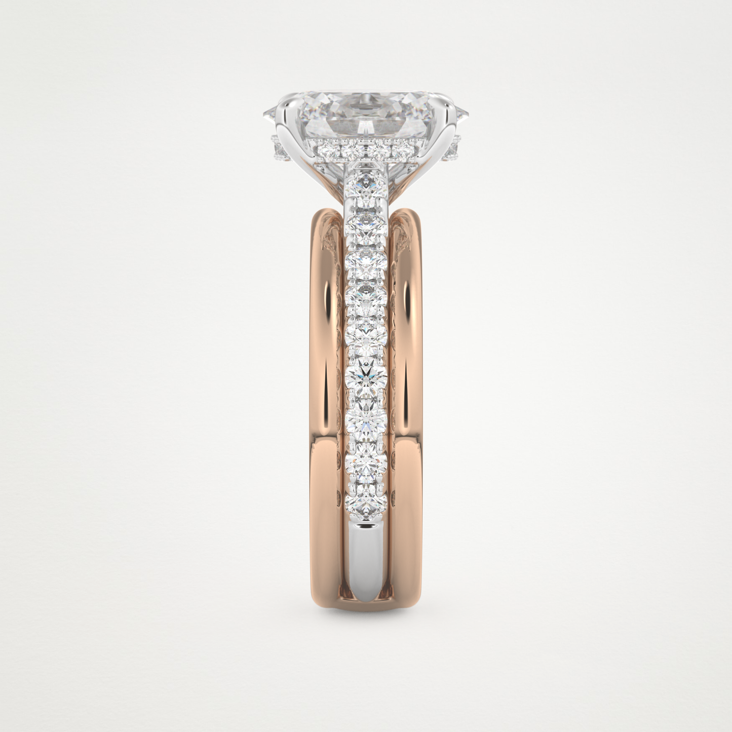 Oval Channel Pave Lab Grown Diamond Engagement Ring