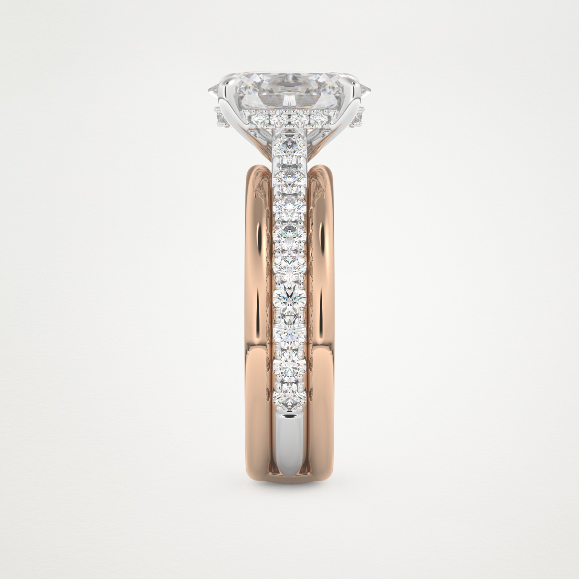 Oval Channel Pave Lab Grown Diamond Engagement Ring