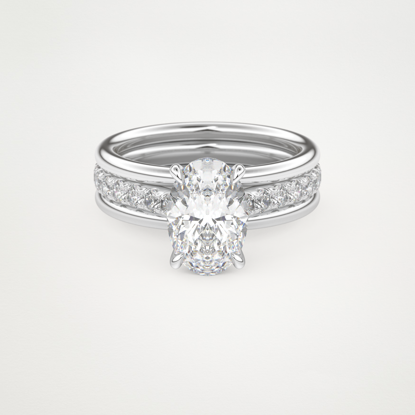 Oval Channel Pave Lab Grown Diamond Engagement Ring