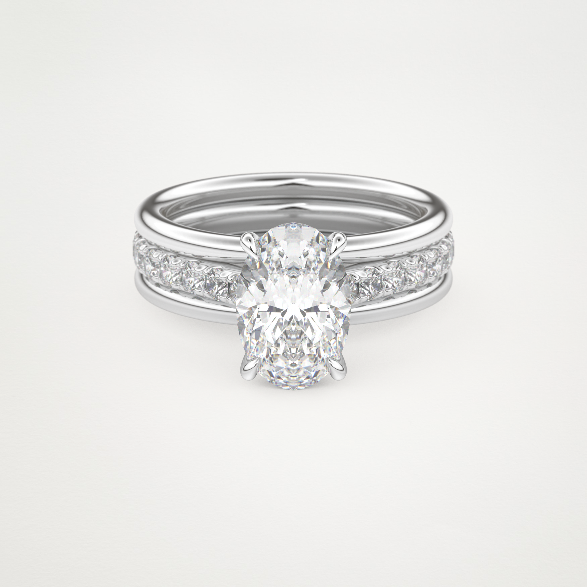 Oval Channel Pave Lab Grown Diamond Engagement Ring
