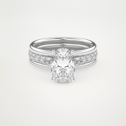 Oval Channel Pave Lab Grown Diamond Engagement Ring