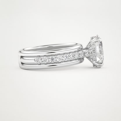Oval Channel Pave Lab Grown Diamond Engagement Ring