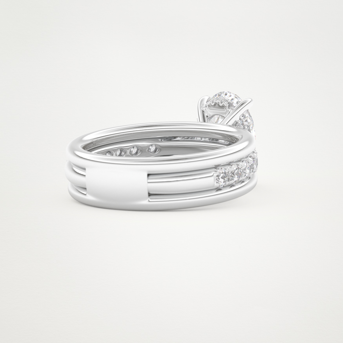 Oval Channel Pave Lab Grown Diamond Engagement Ring