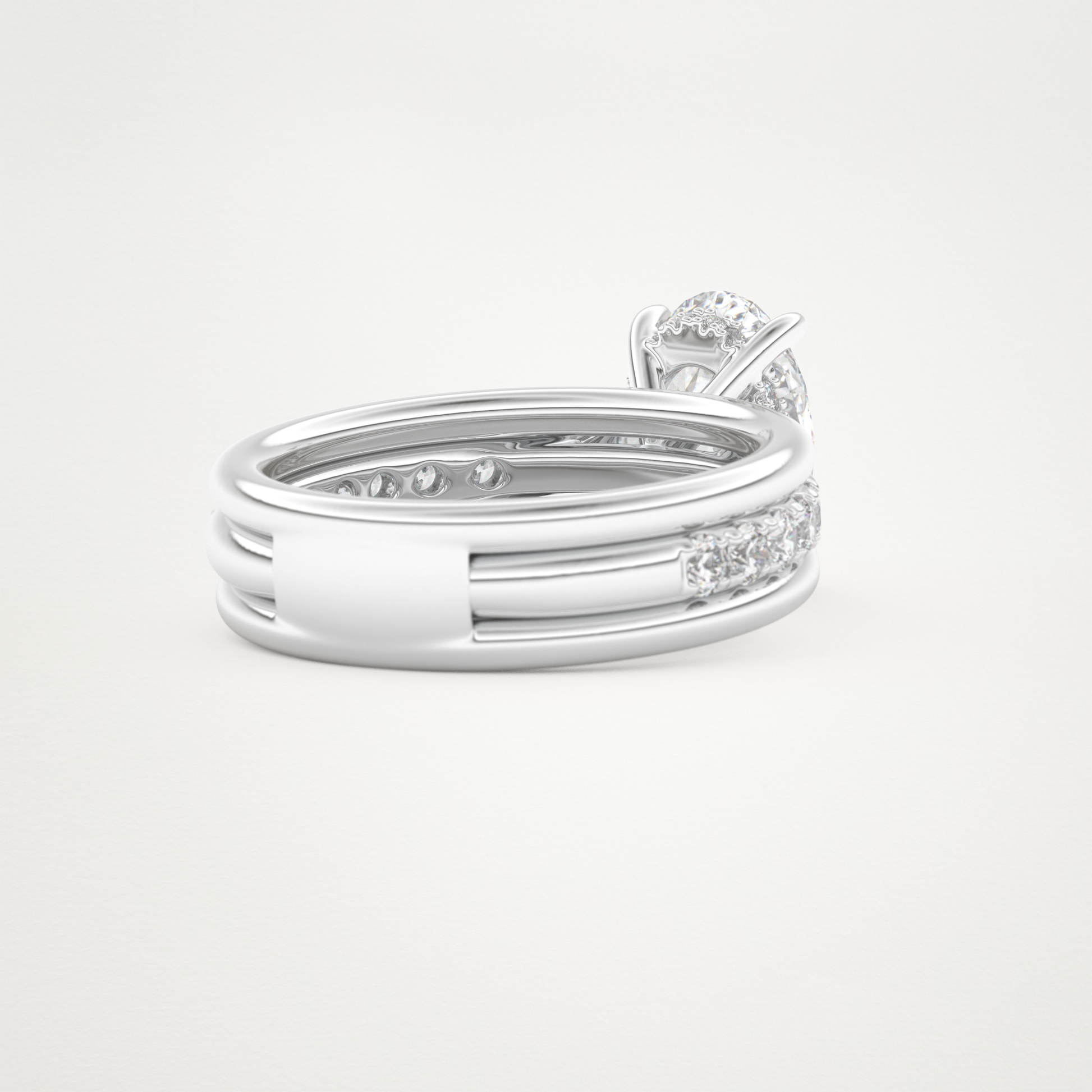 Oval Channel Pave Lab Grown Diamond Engagement Ring