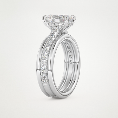 Oval Channel Pave Lab Grown Diamond Engagement Ring