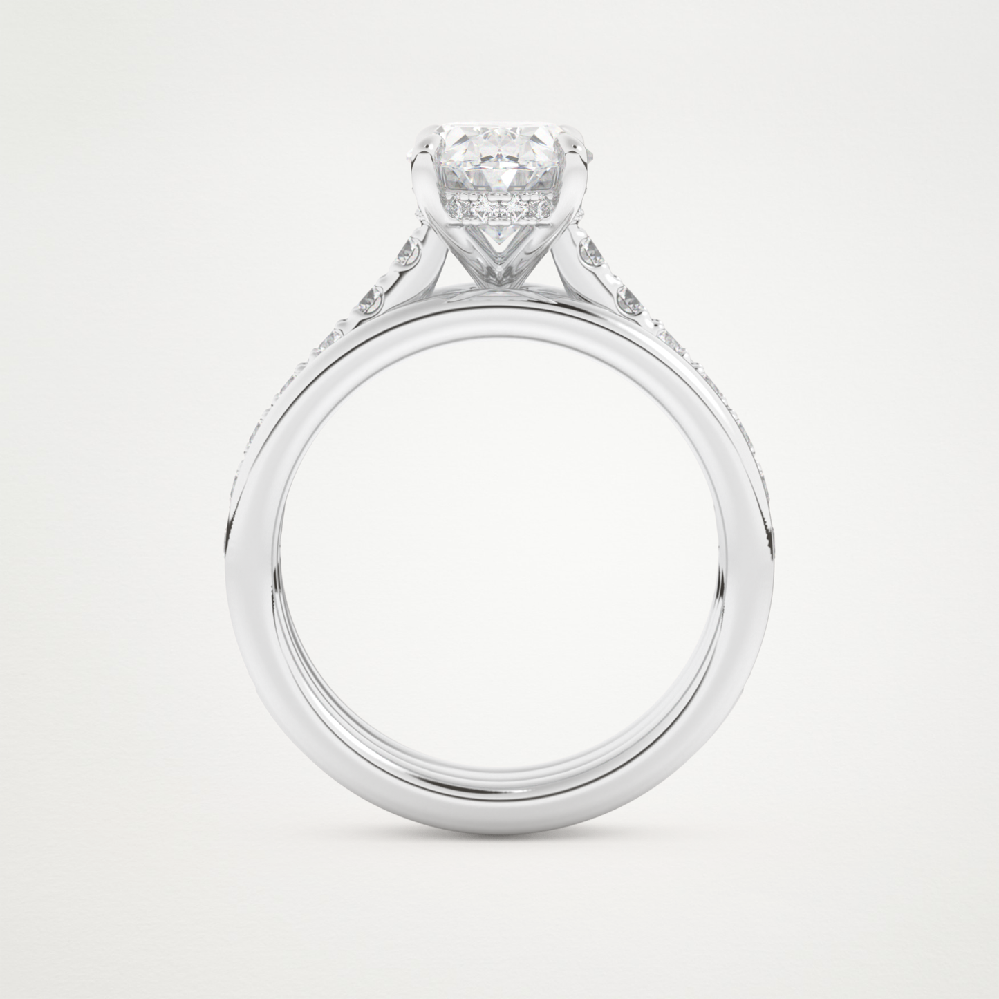 Oval Channel Pave Lab Grown Diamond Engagement Ring