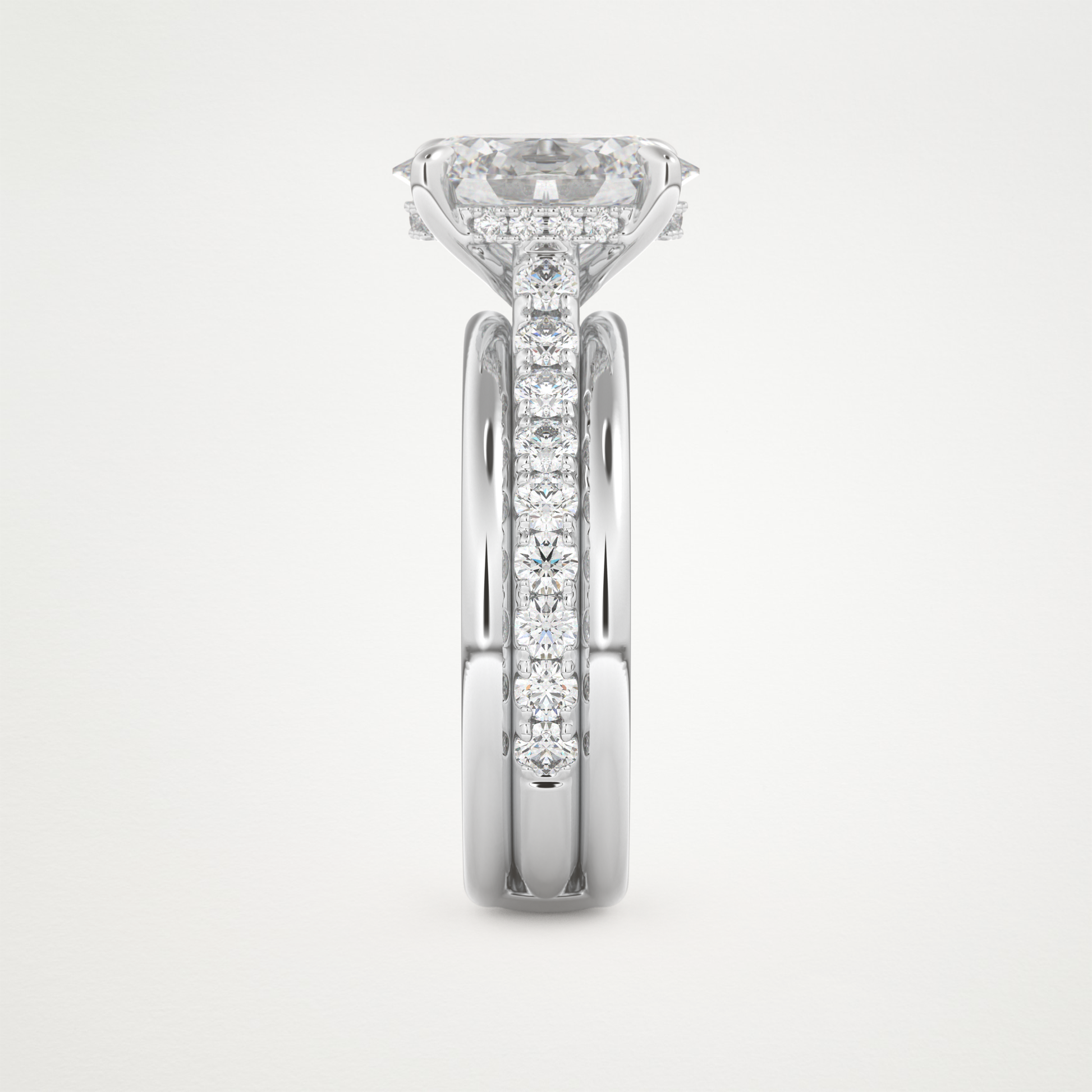 Oval Channel Pave Lab Grown Diamond Engagement Ring