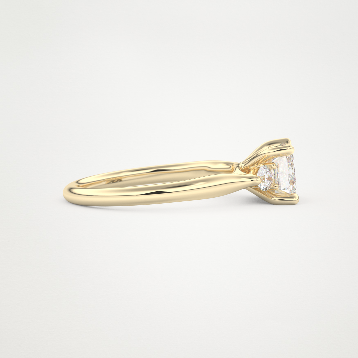 East West Emerald Three Stone Lab Grown Diamond Engagement Ring