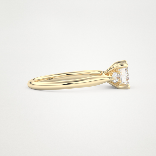 East West Emerald Three Stone Lab Grown Diamond Engagement Ring