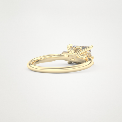 East West Emerald Three Stone Lab Grown Diamond Engagement Ring
