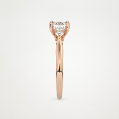 East West Emerald Three Stone Lab Grown Diamond Engagement Ring
