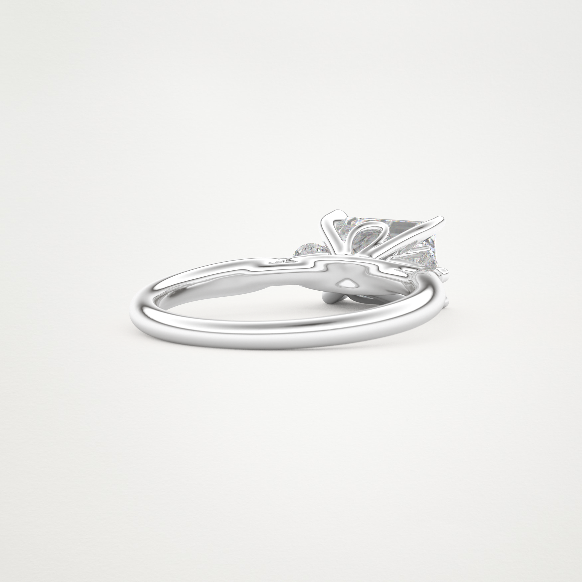East West Emerald Three Stone Lab Grown Diamond Engagement Ring