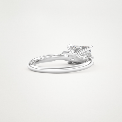 East West Emerald Three Stone Lab Grown Diamond Engagement Ring