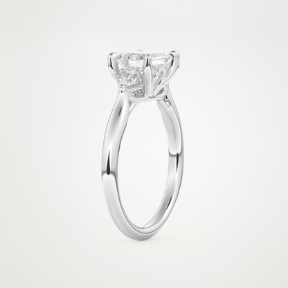 East West Emerald Three Stone Lab Grown Diamond Engagement Ring