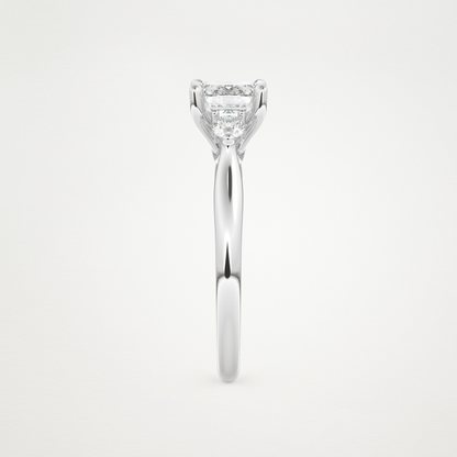 East West Emerald Three Stone Lab Grown Diamond Engagement Ring