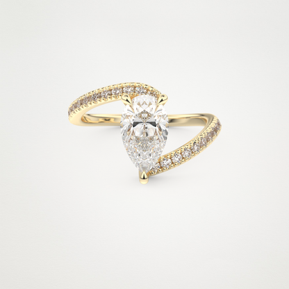 Pear Swirl & Pave Lab Grown Diamond Engagement Ring