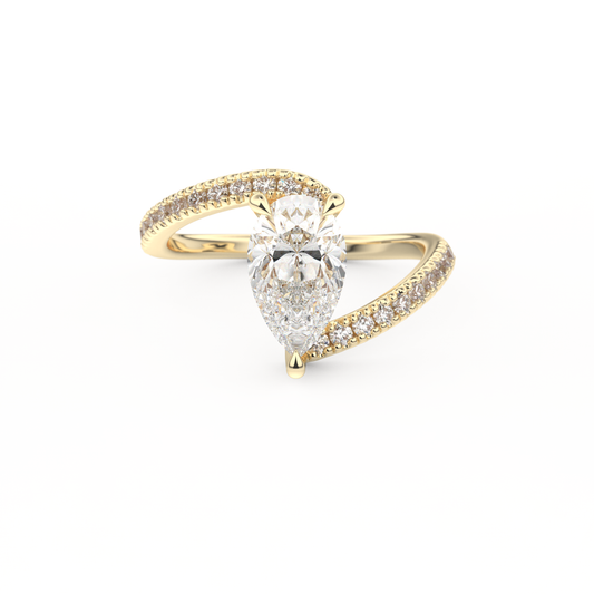 Pear Swirl & Pave Lab Grown Diamond Engagement Ring