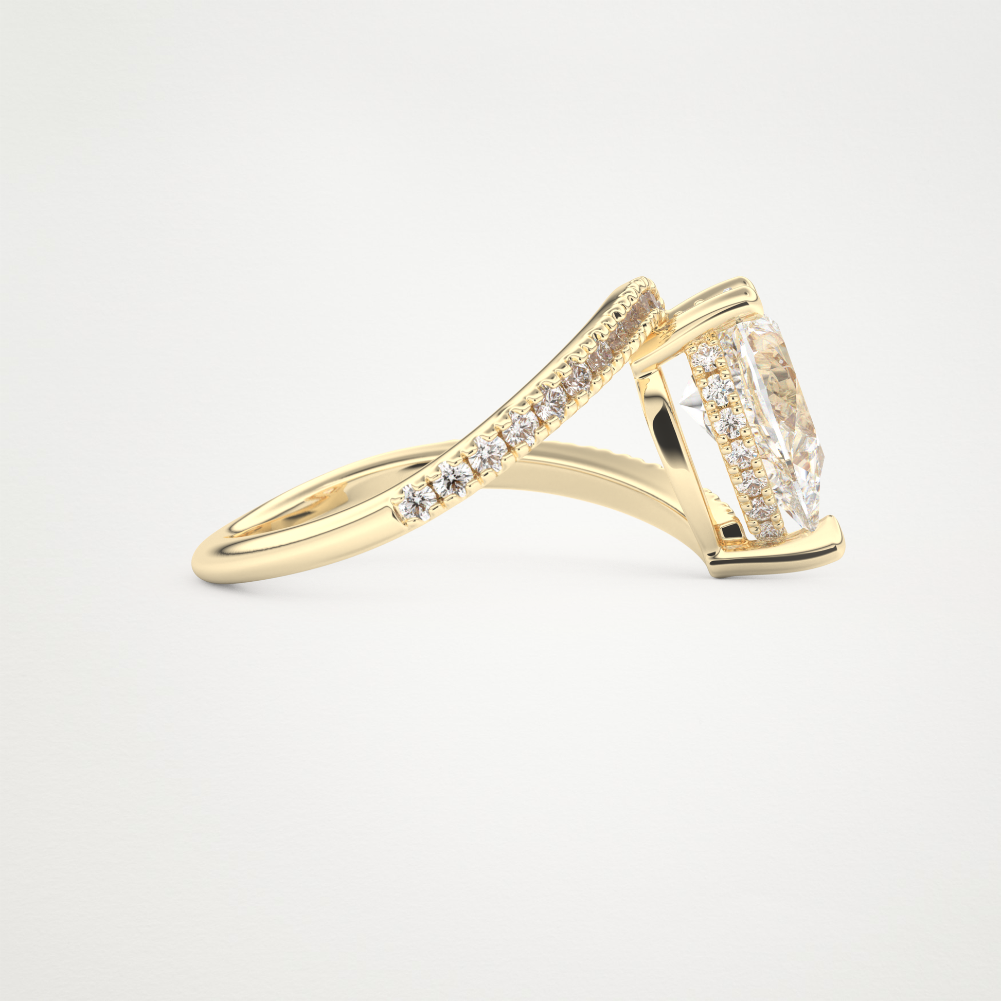 Pear Swirl & Pave Lab Grown Diamond Engagement Ring