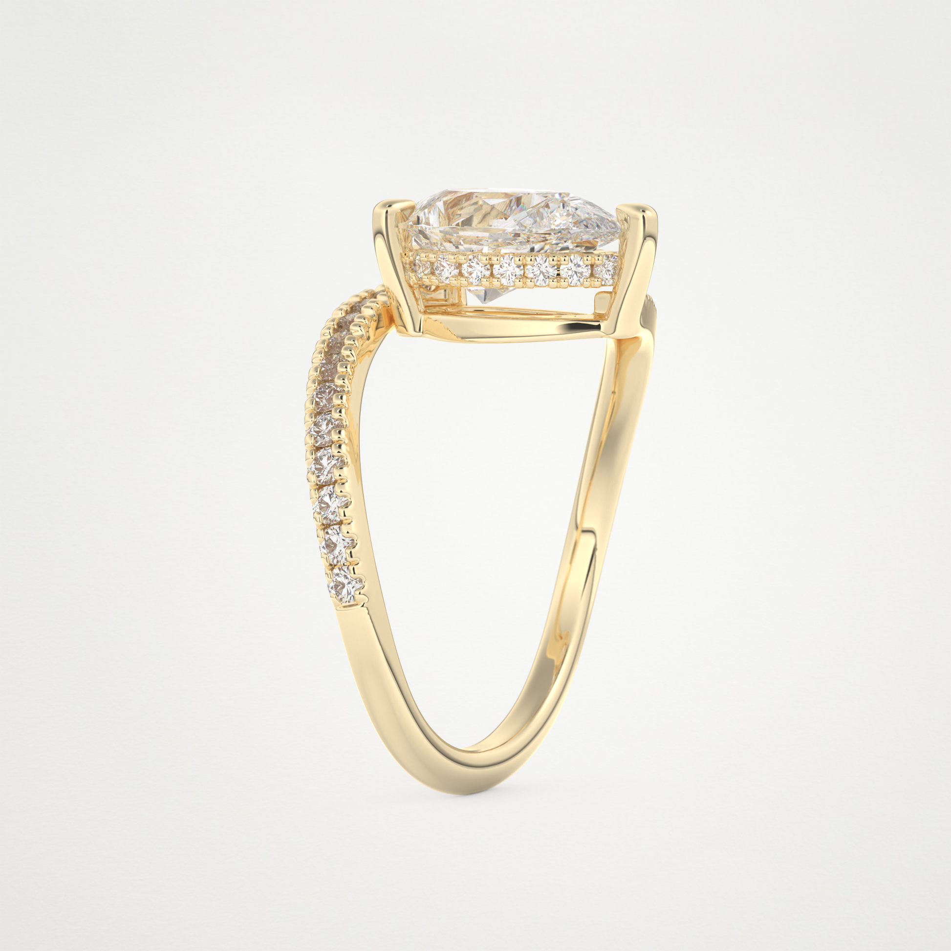 Pear Swirl & Pave Lab Grown Diamond Engagement Ring