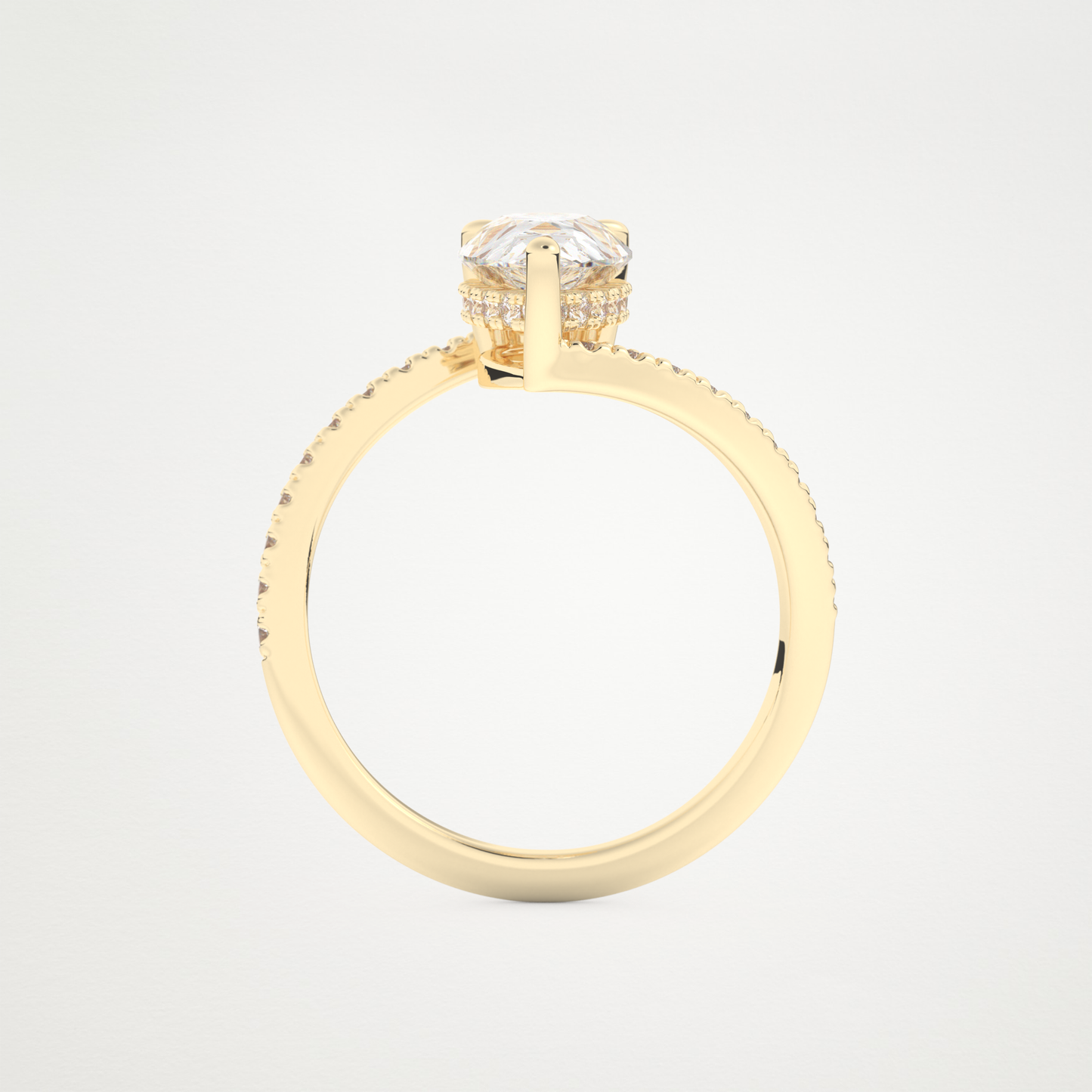 Pear Swirl & Pave Lab Grown Diamond Engagement Ring