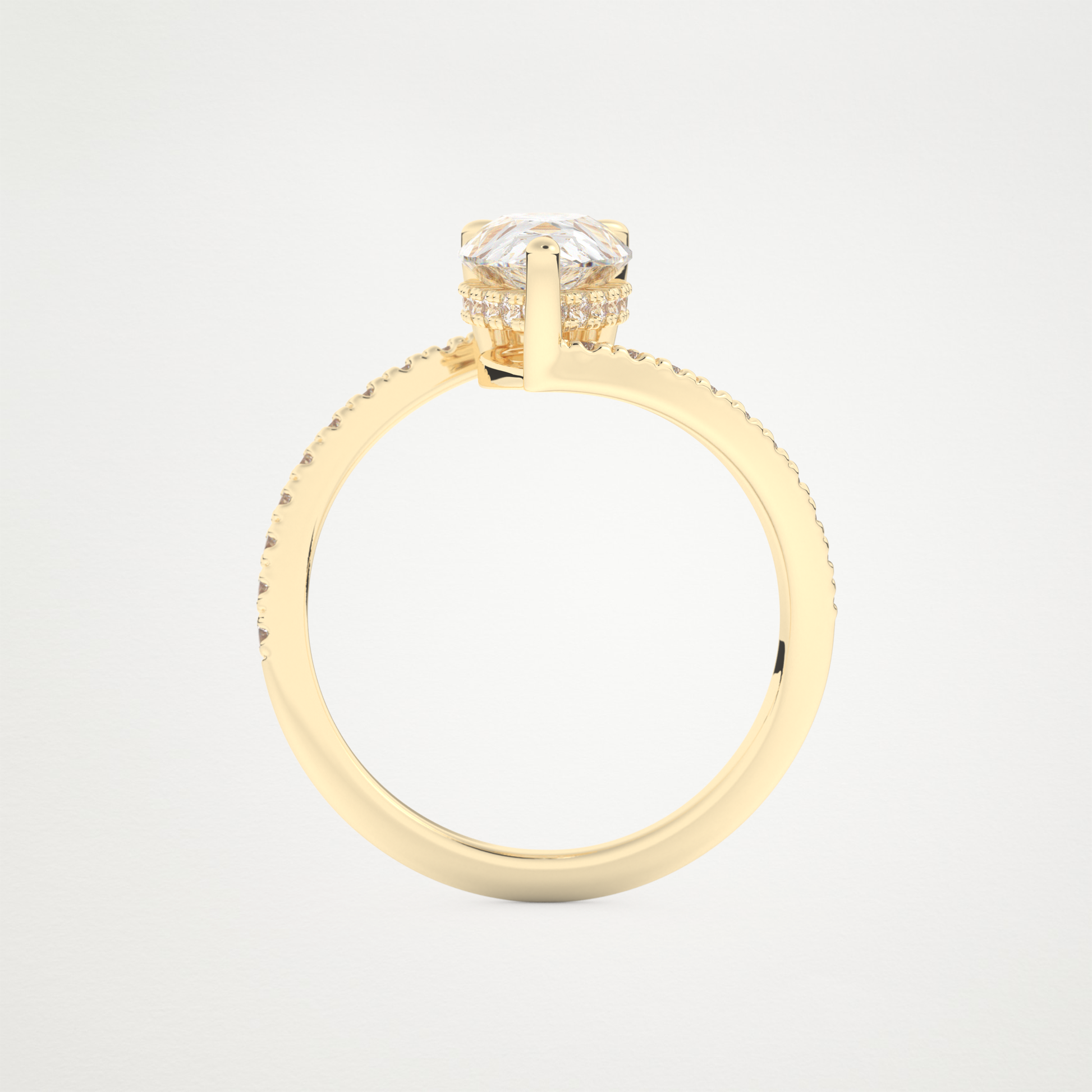 Pear Swirl & Pave Lab Grown Diamond Engagement Ring