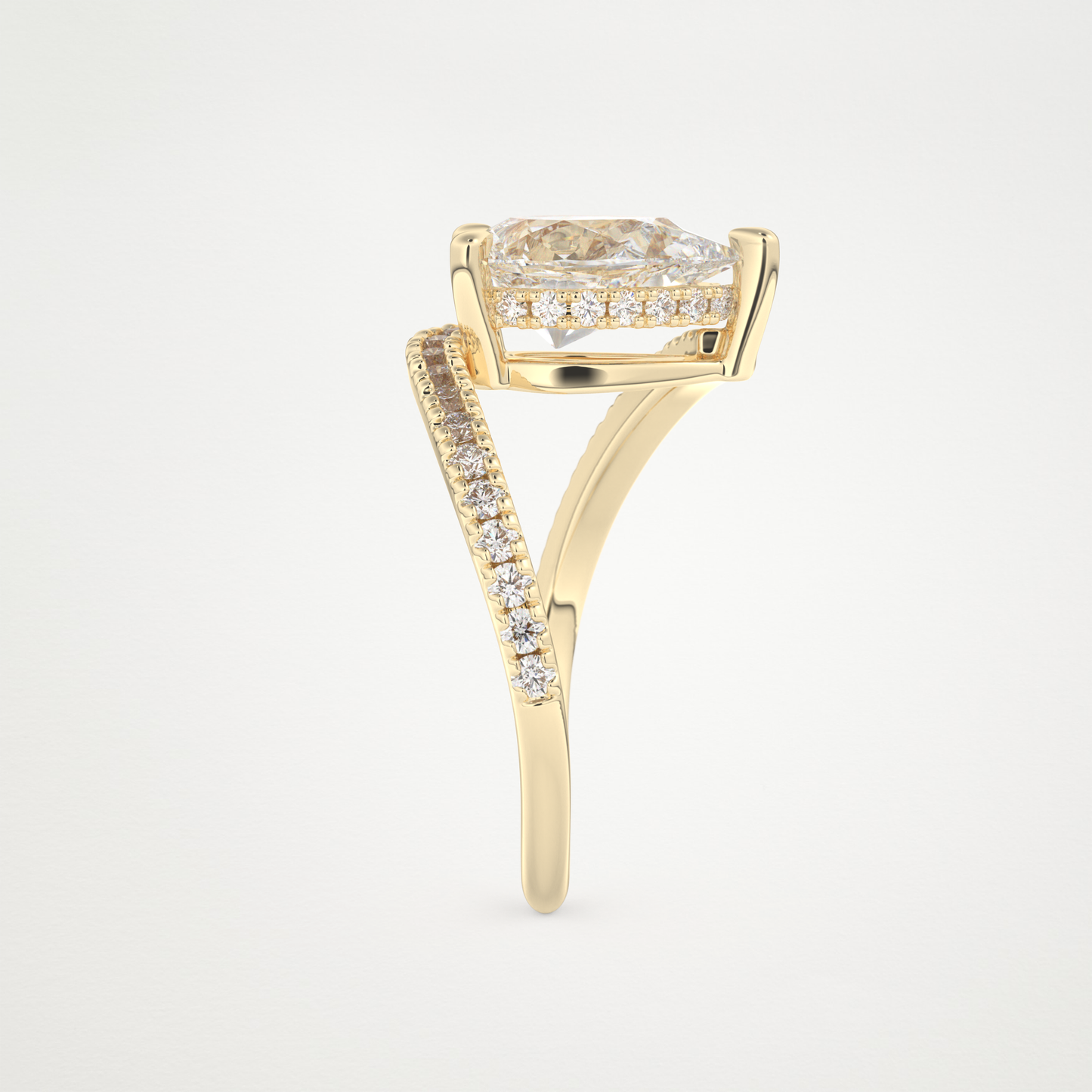 Pear Swirl & Pave Lab Grown Diamond Engagement Ring