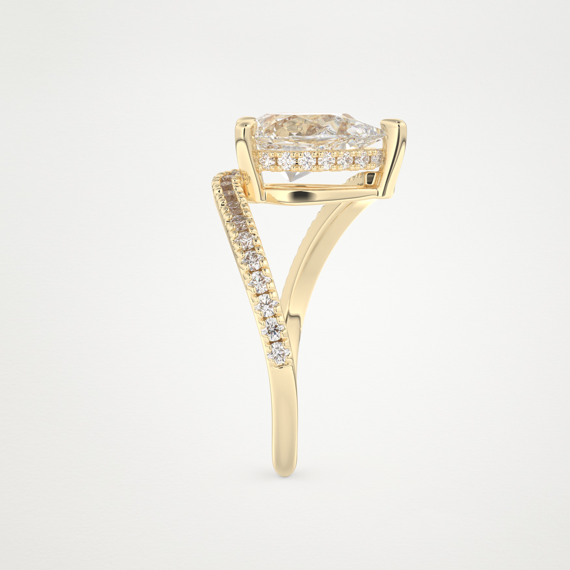 Pear Swirl & Pave Lab Grown Diamond Engagement Ring