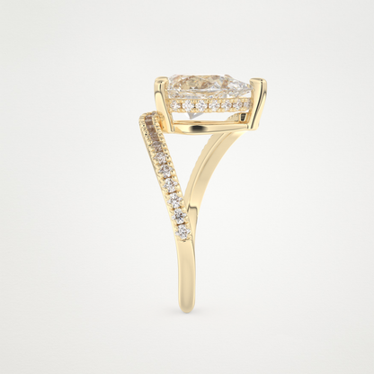 Pear Swirl & Pave Lab Grown Diamond Engagement Ring