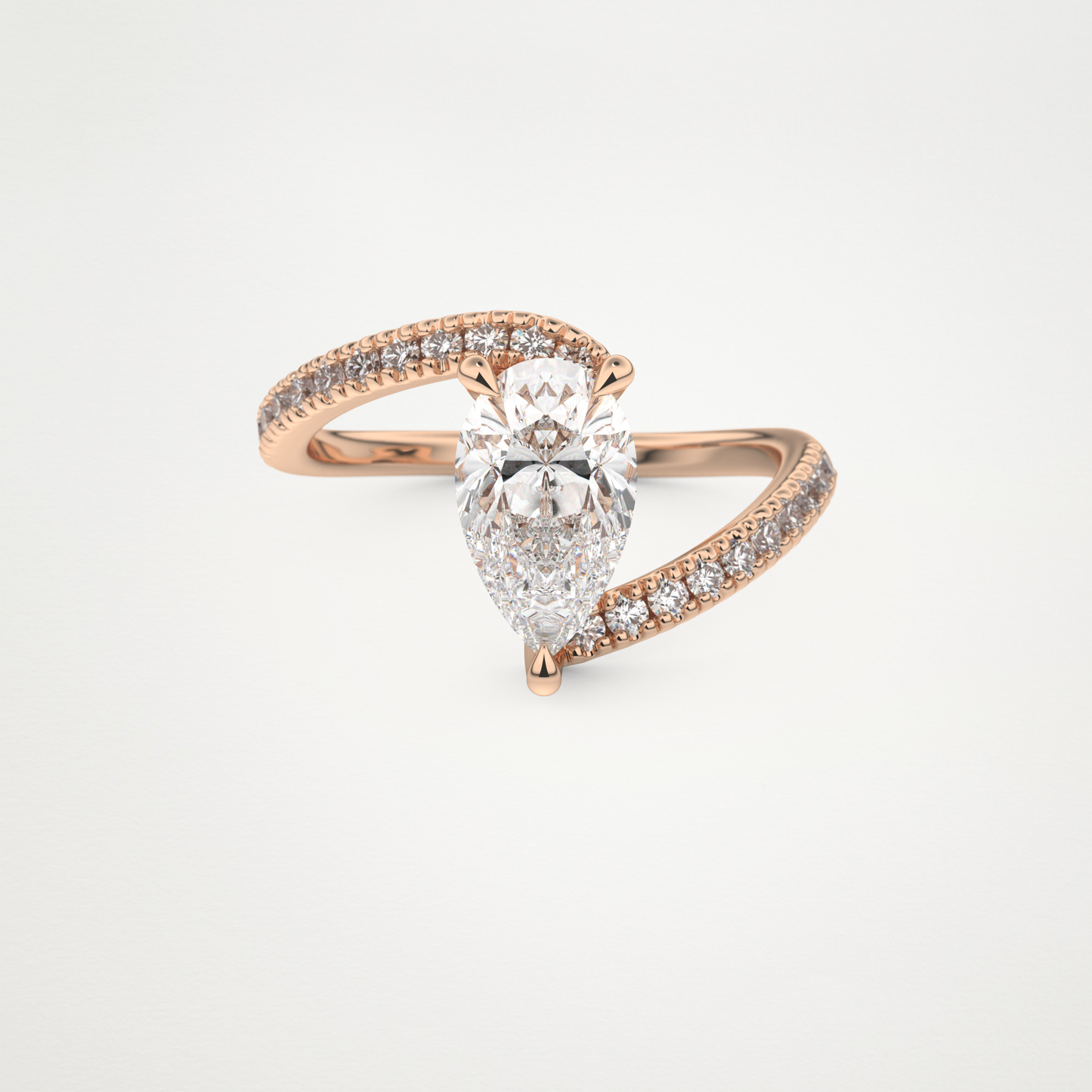Pear Swirl & Pave Lab Grown Diamond Engagement Ring