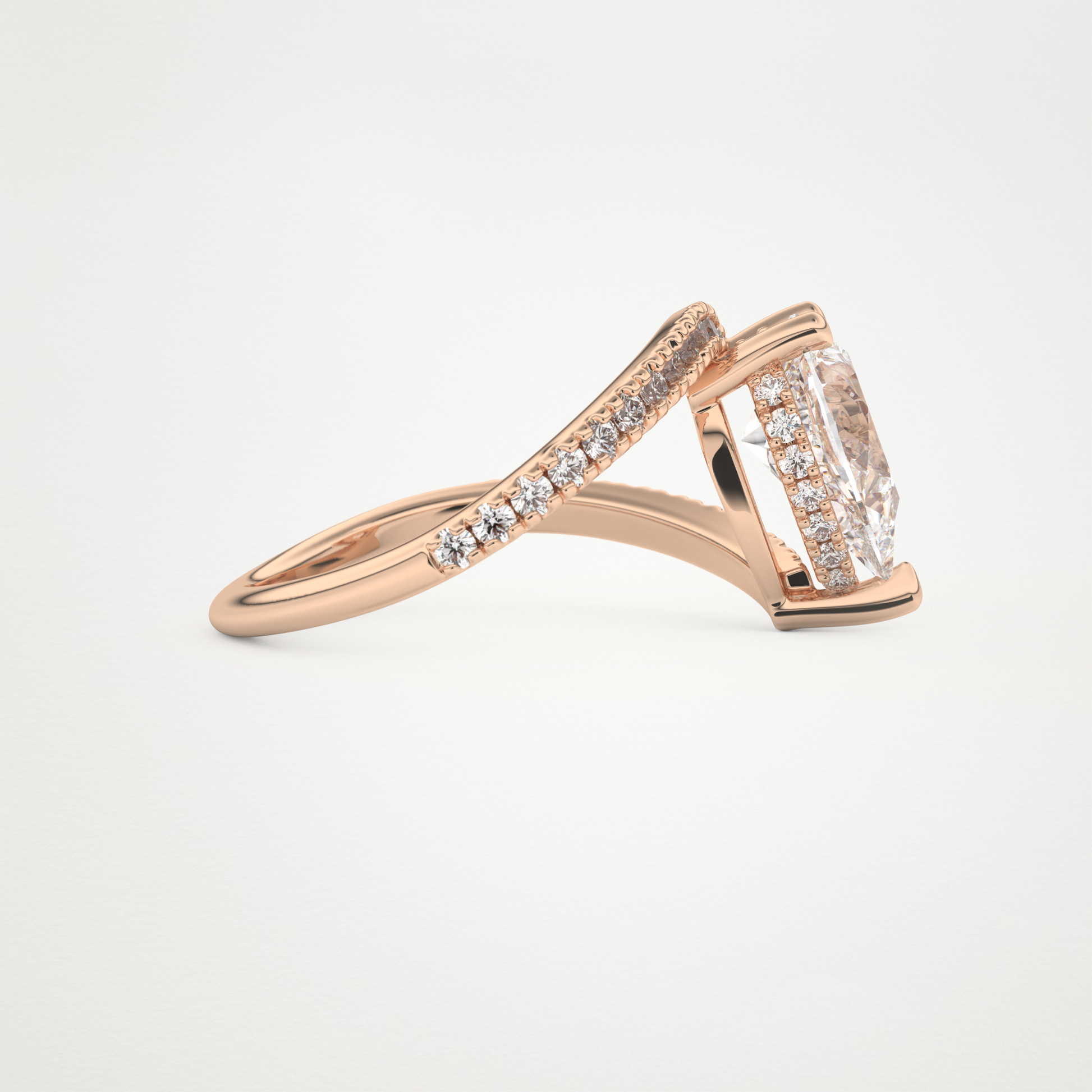 Pear Swirl & Pave Lab Grown Diamond Engagement Ring