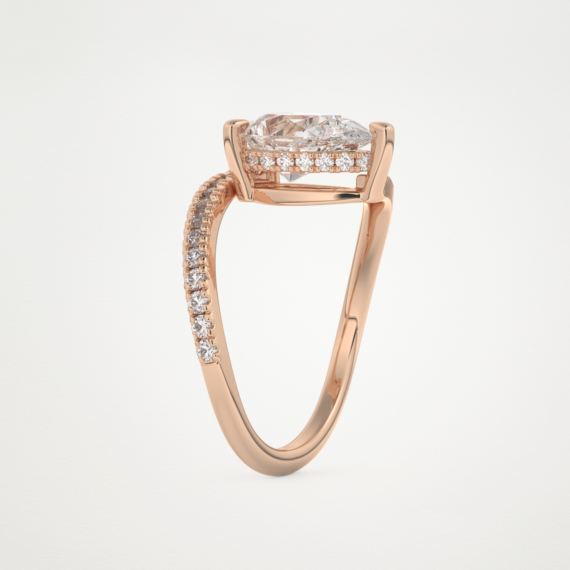 Pear Swirl & Pave Lab Grown Diamond Engagement Ring