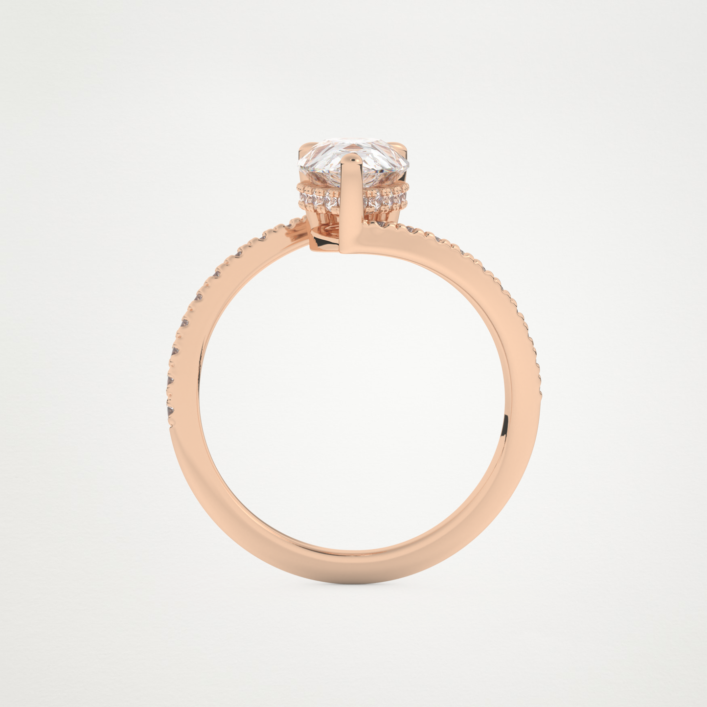 Pear Swirl & Pave Lab Grown Diamond Engagement Ring