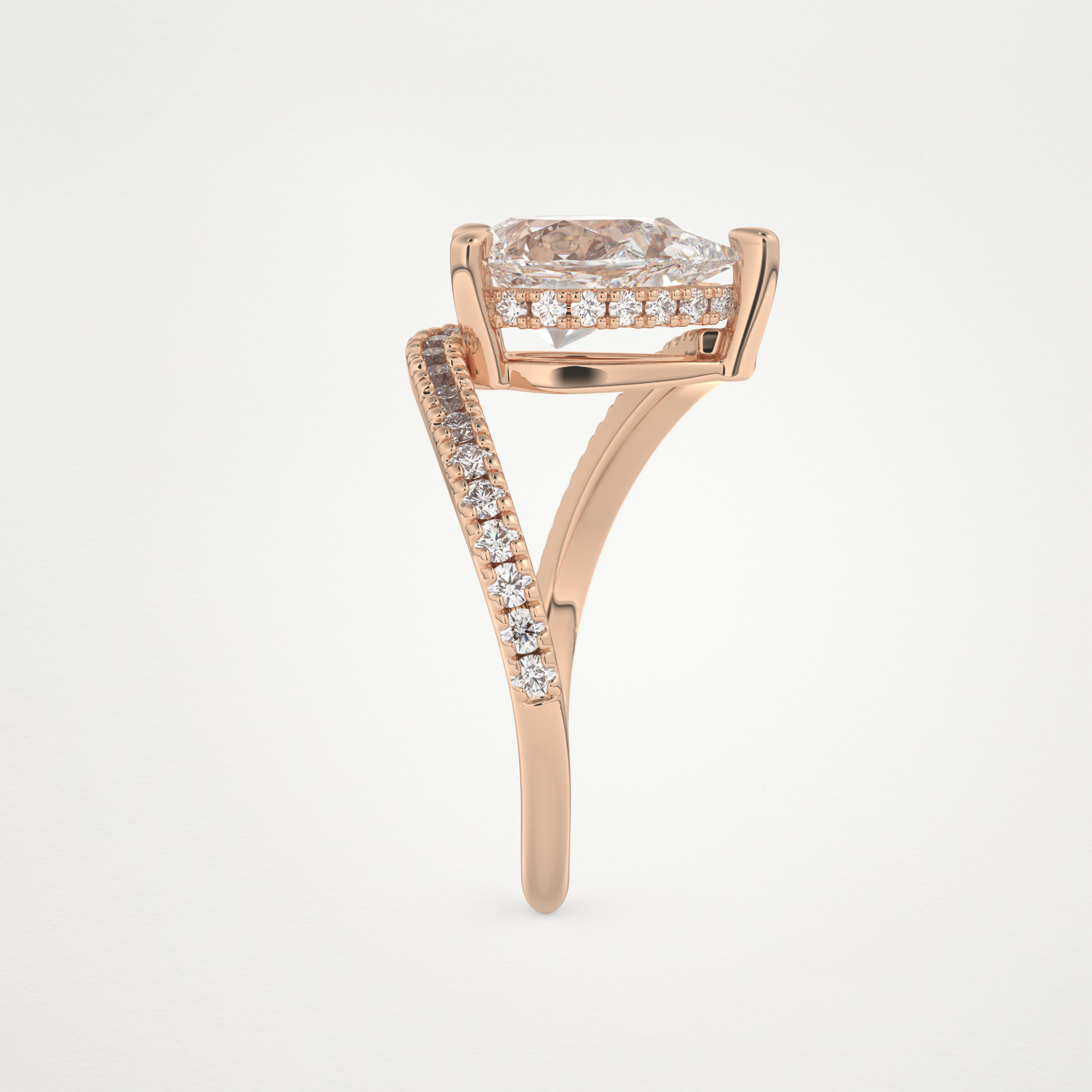 Pear Swirl & Pave Lab Grown Diamond Engagement Ring
