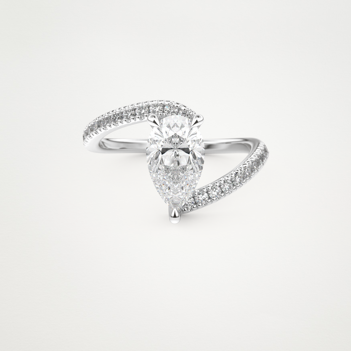 Pear Swirl & Pave Lab Grown Diamond Engagement Ring