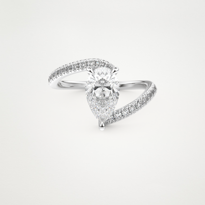 Pear Swirl & Pave Lab Grown Diamond Engagement Ring