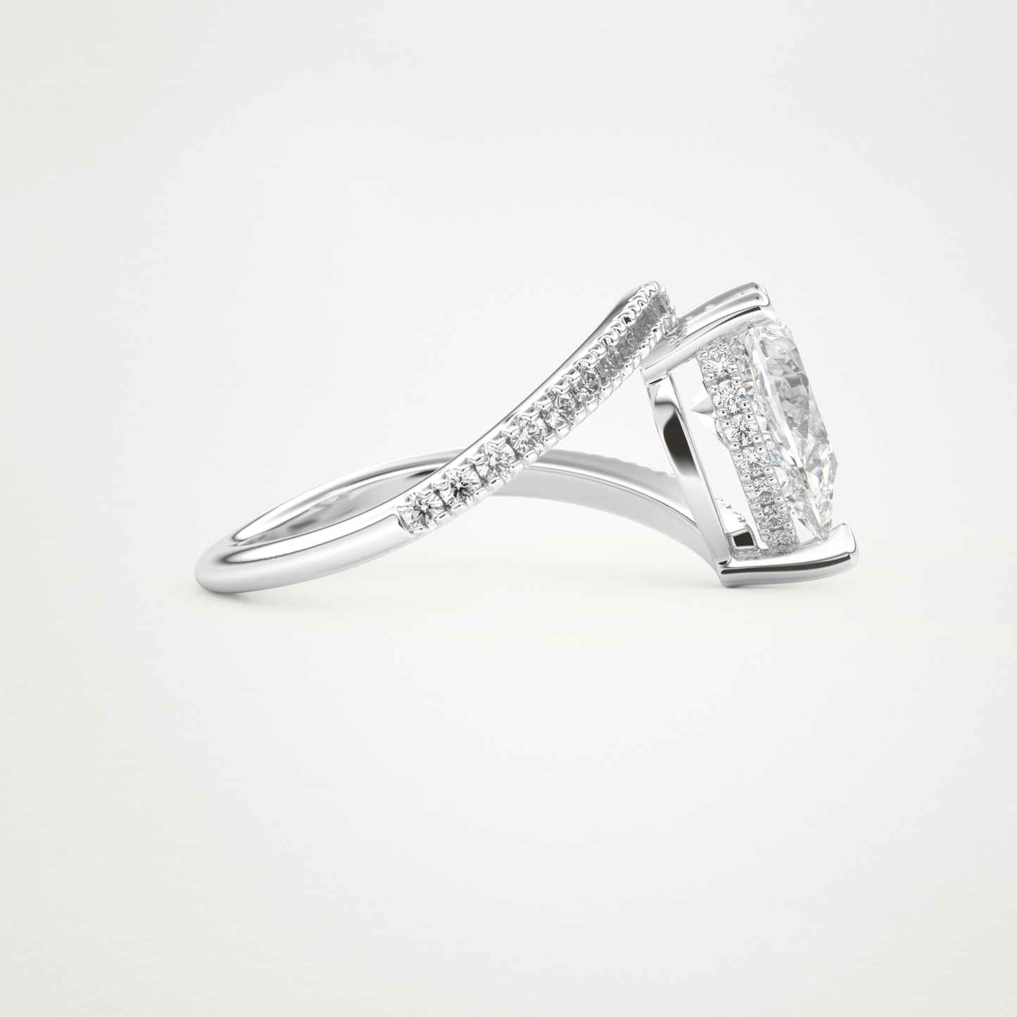 Pear Swirl & Pave Lab Grown Diamond Engagement Ring