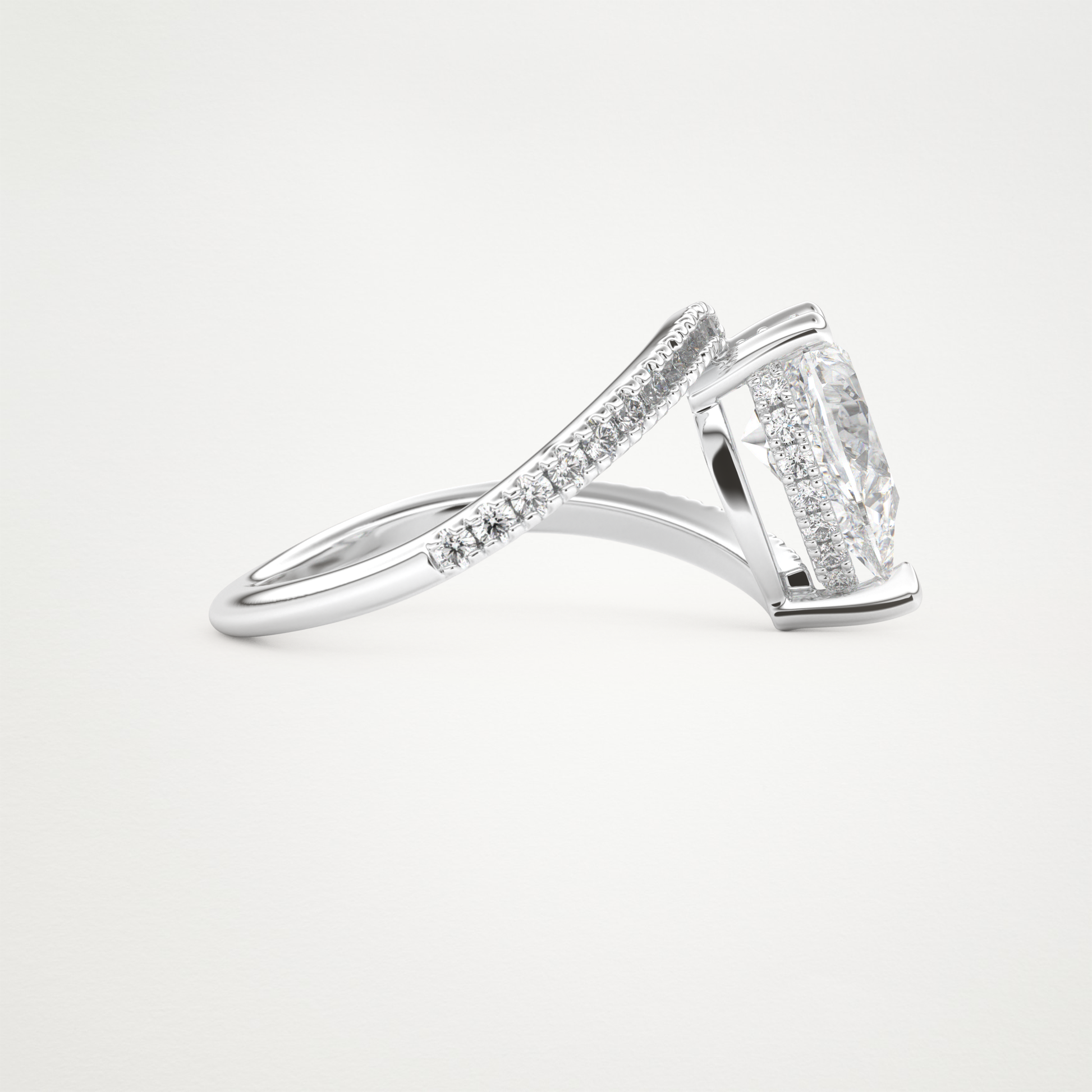 Pear Swirl & Pave Lab Grown Diamond Engagement Ring