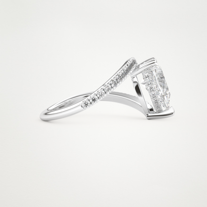 Pear Swirl & Pave Lab Grown Diamond Engagement Ring