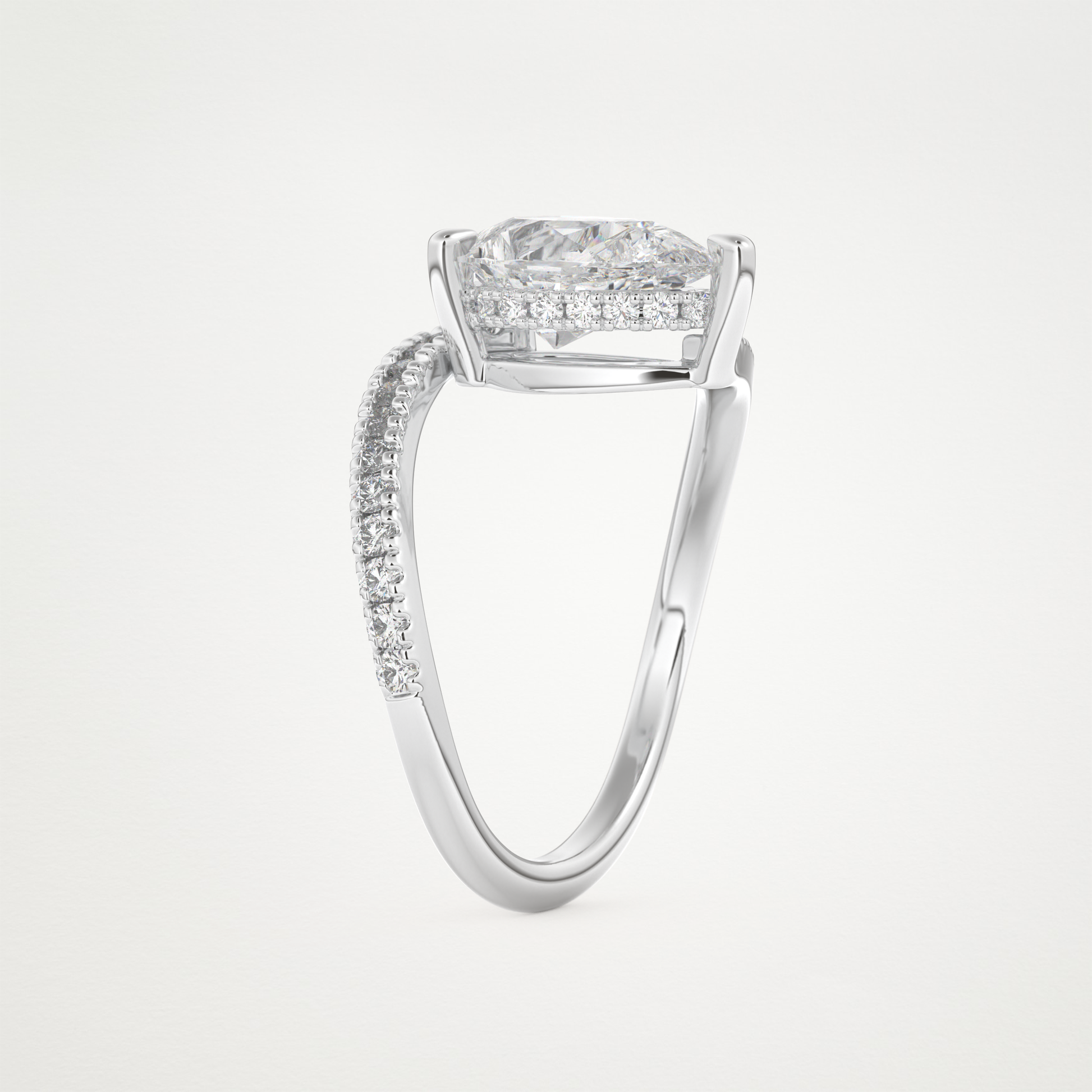 Pear Swirl & Pave Lab Grown Diamond Engagement Ring