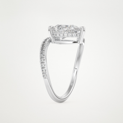 Pear Swirl & Pave Lab Grown Diamond Engagement Ring