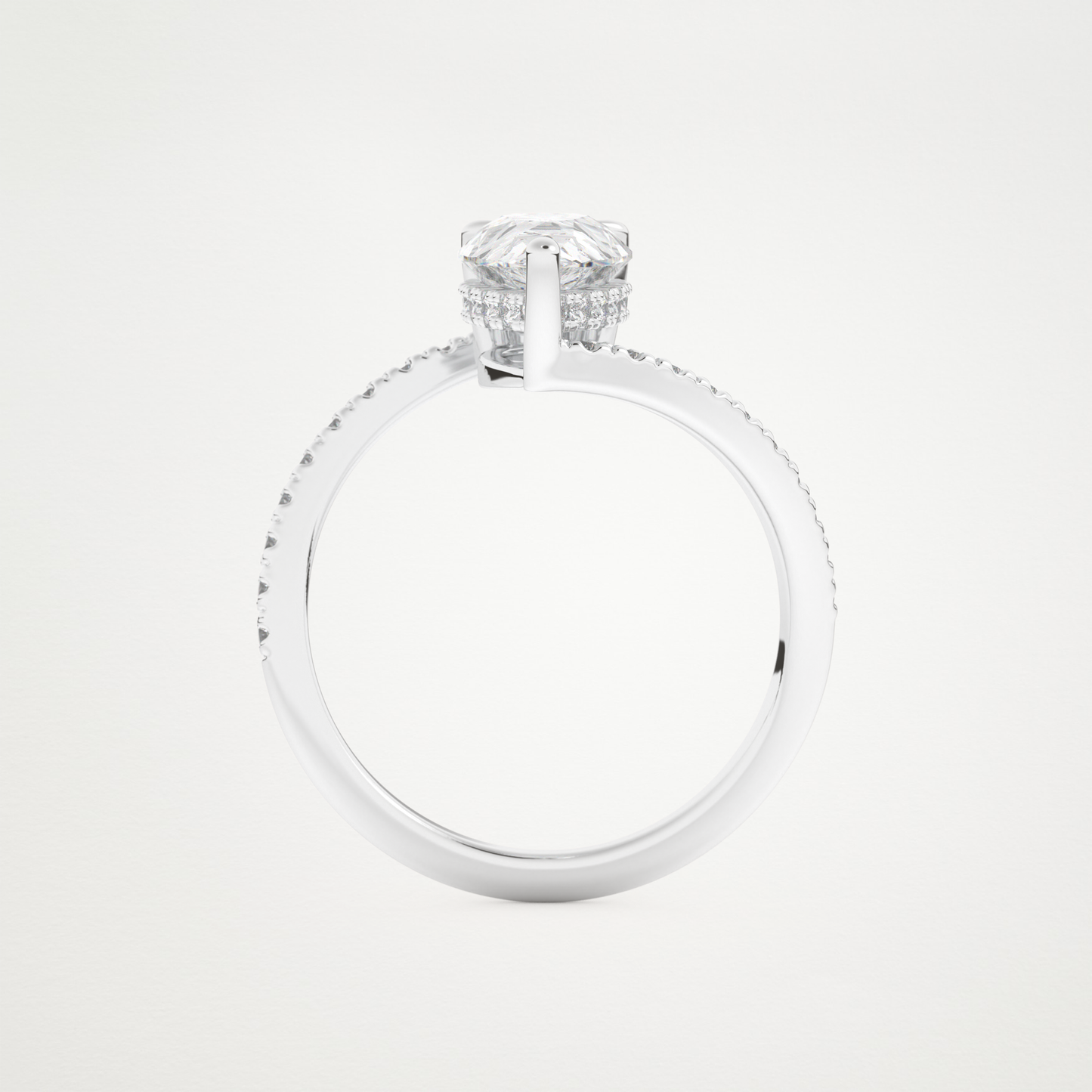 Pear Swirl & Pave Lab Grown Diamond Engagement Ring