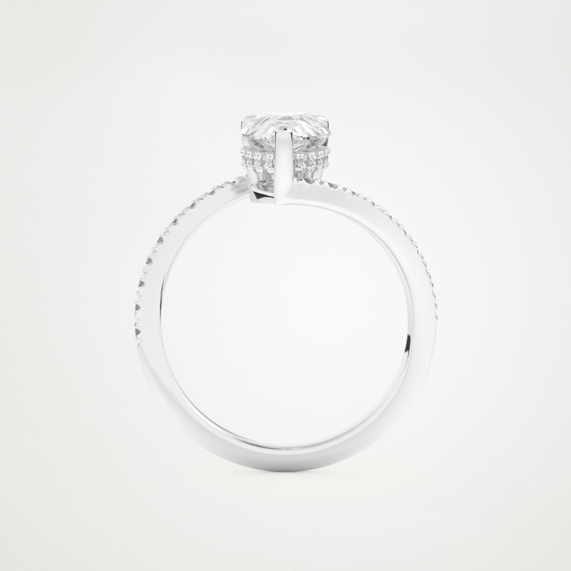Pear Swirl & Pave Lab Grown Diamond Engagement Ring