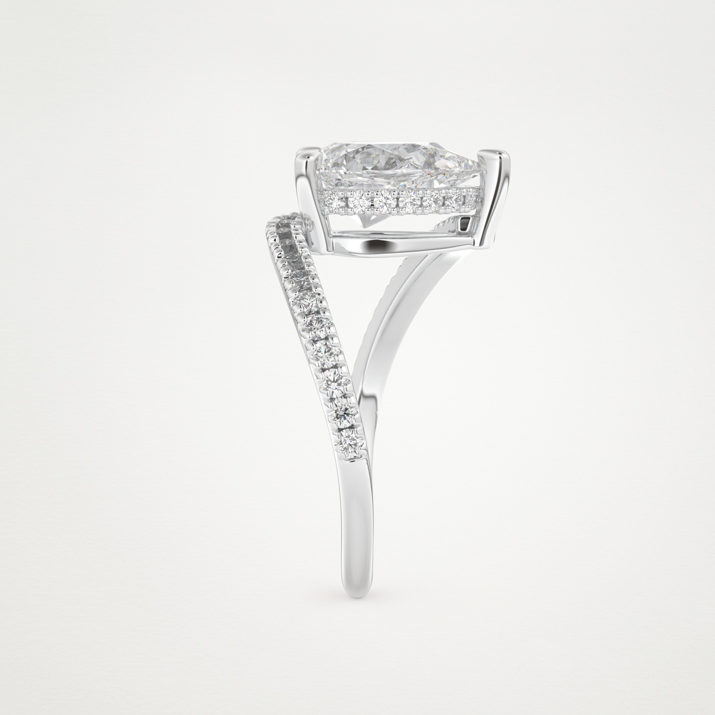 Pear Swirl & Pave Lab Grown Diamond Engagement Ring