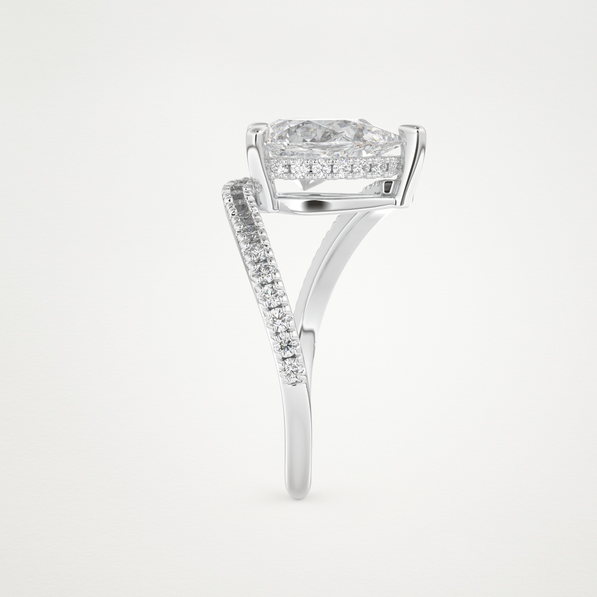 Pear Swirl & Pave Lab Grown Diamond Engagement Ring