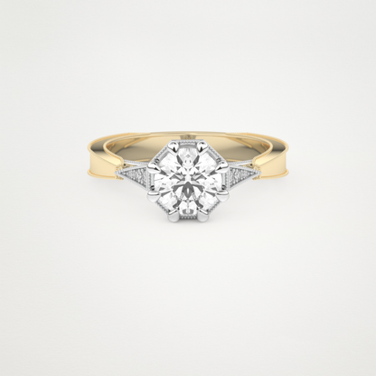 Round Milgrain Pave Lab Grown Diamond Engagement Ring
