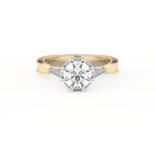 Round Milgrain Pave Lab Grown Diamond Engagement Ring