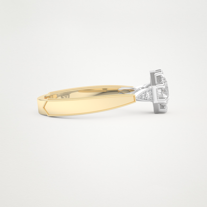 Round Milgrain Pave Lab Grown Diamond Engagement Ring