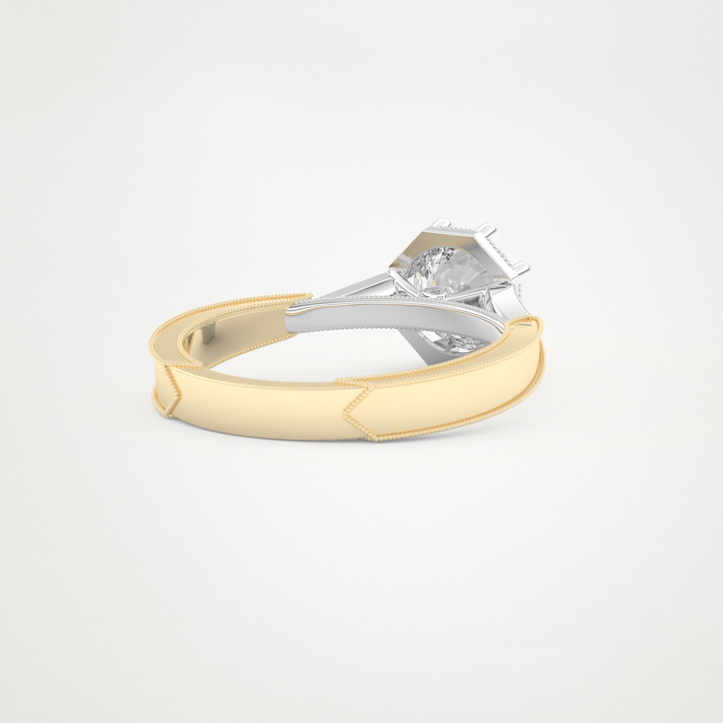 Round Milgrain Pave Lab Grown Diamond Engagement Ring