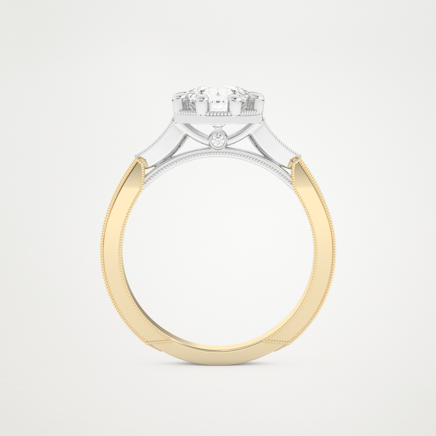 Round Milgrain Pave Lab Grown Diamond Engagement Ring